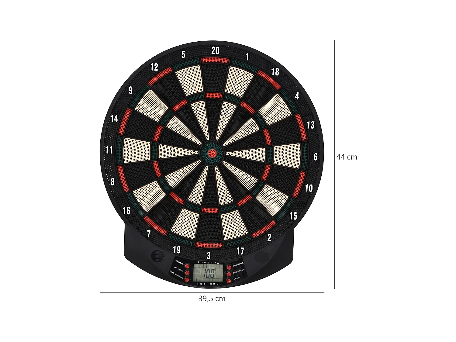 Cible jeu de fléchettes électronique 26 jeux jusqu'à 8 joueurs affichage LCD haut-parleur noir