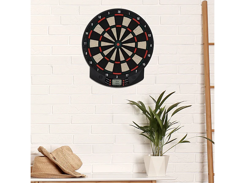Cible jeu de fléchettes électronique 26 jeux jusqu'à 8 joueurs affichage LCD haut-parleur noir