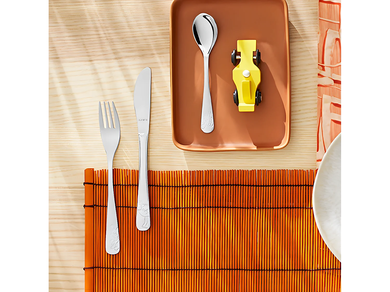 4-tlg. Kinder-Besteck-Set Forest friends Hochglanz-Silber