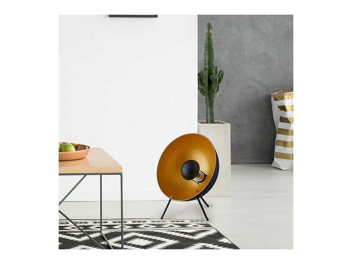 SPOUTNIK - Lampe à Poser en Métal Noir et Doré