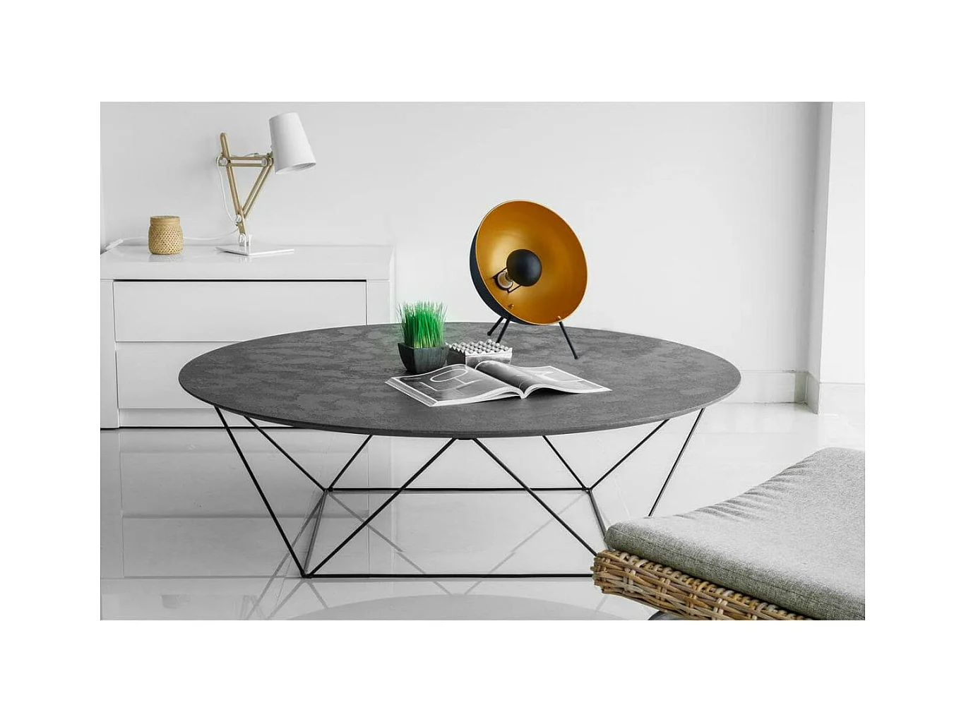 SPOUTNIK - Lampe à Poser en Métal Noir et Doré