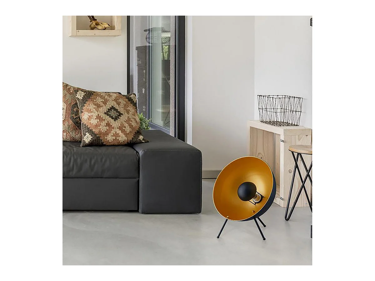 SPOUTNIK - Lampe à Poser en Métal Noir et Doré