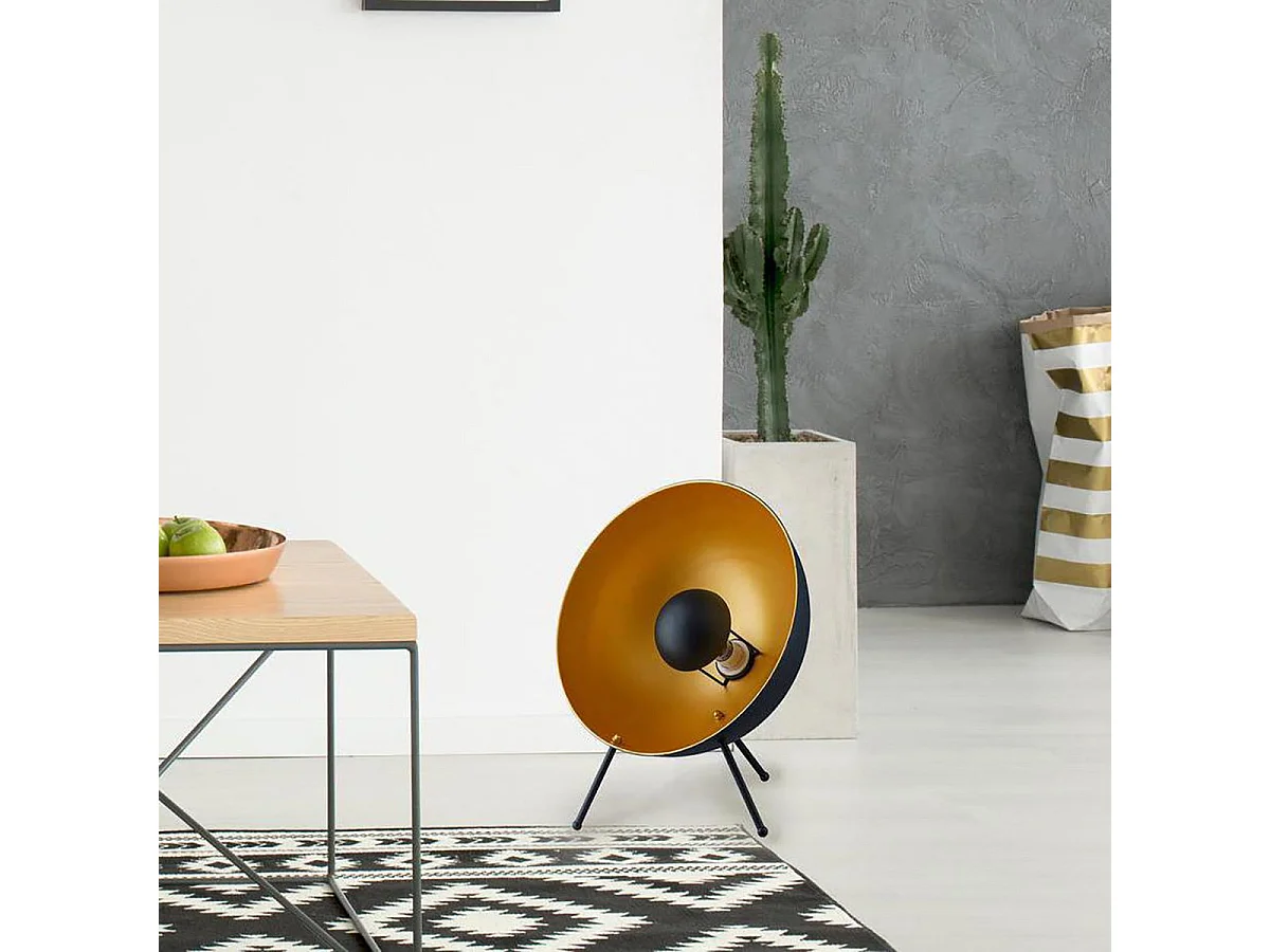 SPOUTNIK - Lampe à Poser en Métal Noir et Doré