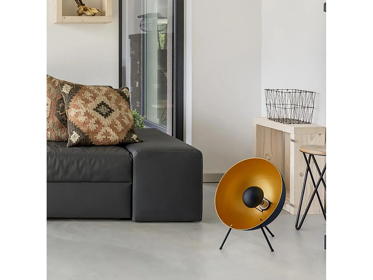 SPOUTNIK - Lampe à Poser en Métal Noir et Doré