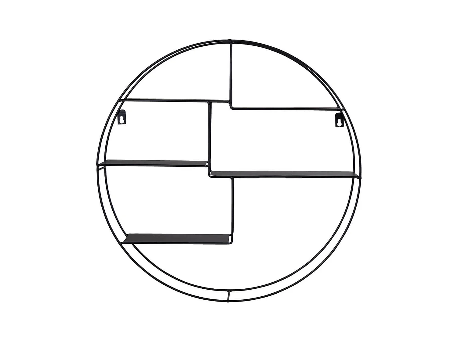 LAPIO - Etagère Murale Circulaire 5 Plateaux Acier Noir
