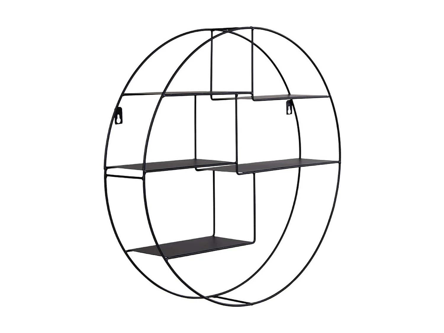 LAPIO - Etagère Murale Circulaire 5 Plateaux Acier Noir