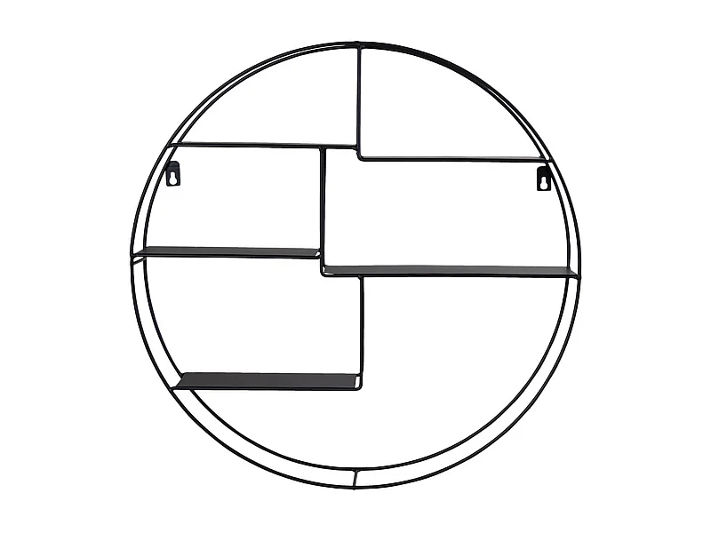 LAPIO - Etagère Murale Circulaire 5 Plateaux Acier Noir