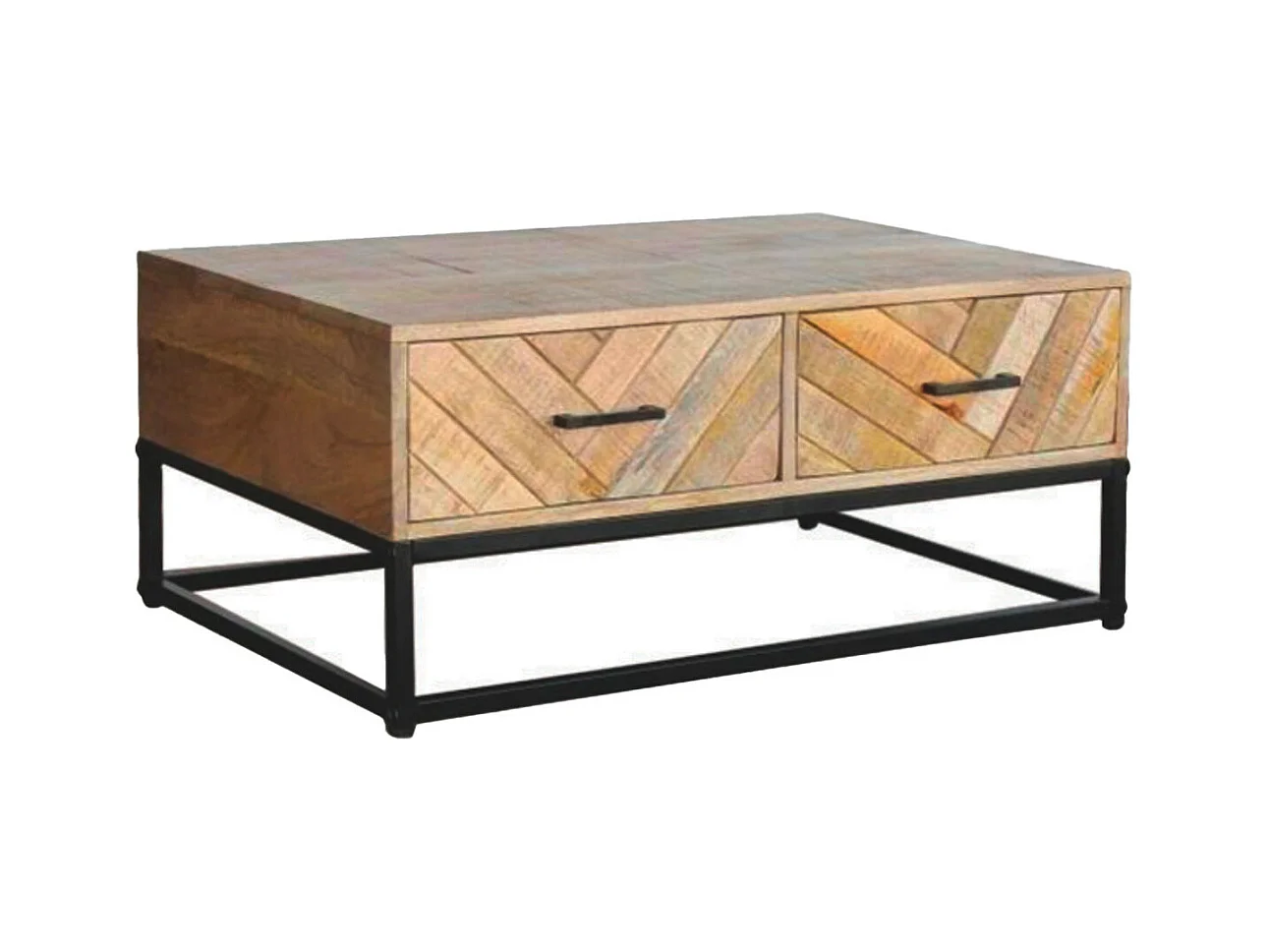 MANKO - Table Basse 2 Tiroirs en Manguier Massif