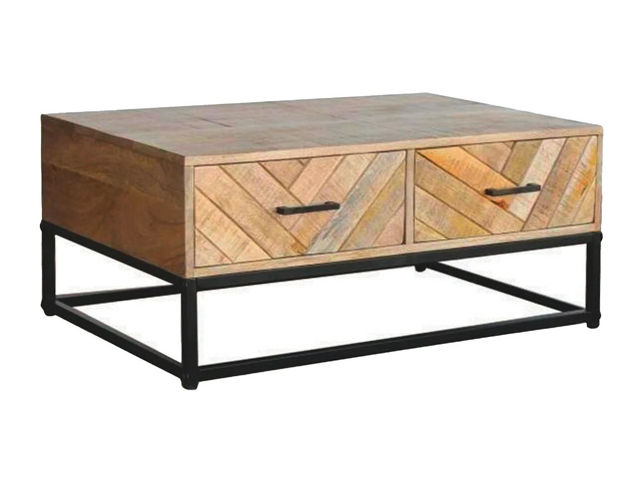 MANKO - Table Basse 2 Tiroirs en Manguier Massif