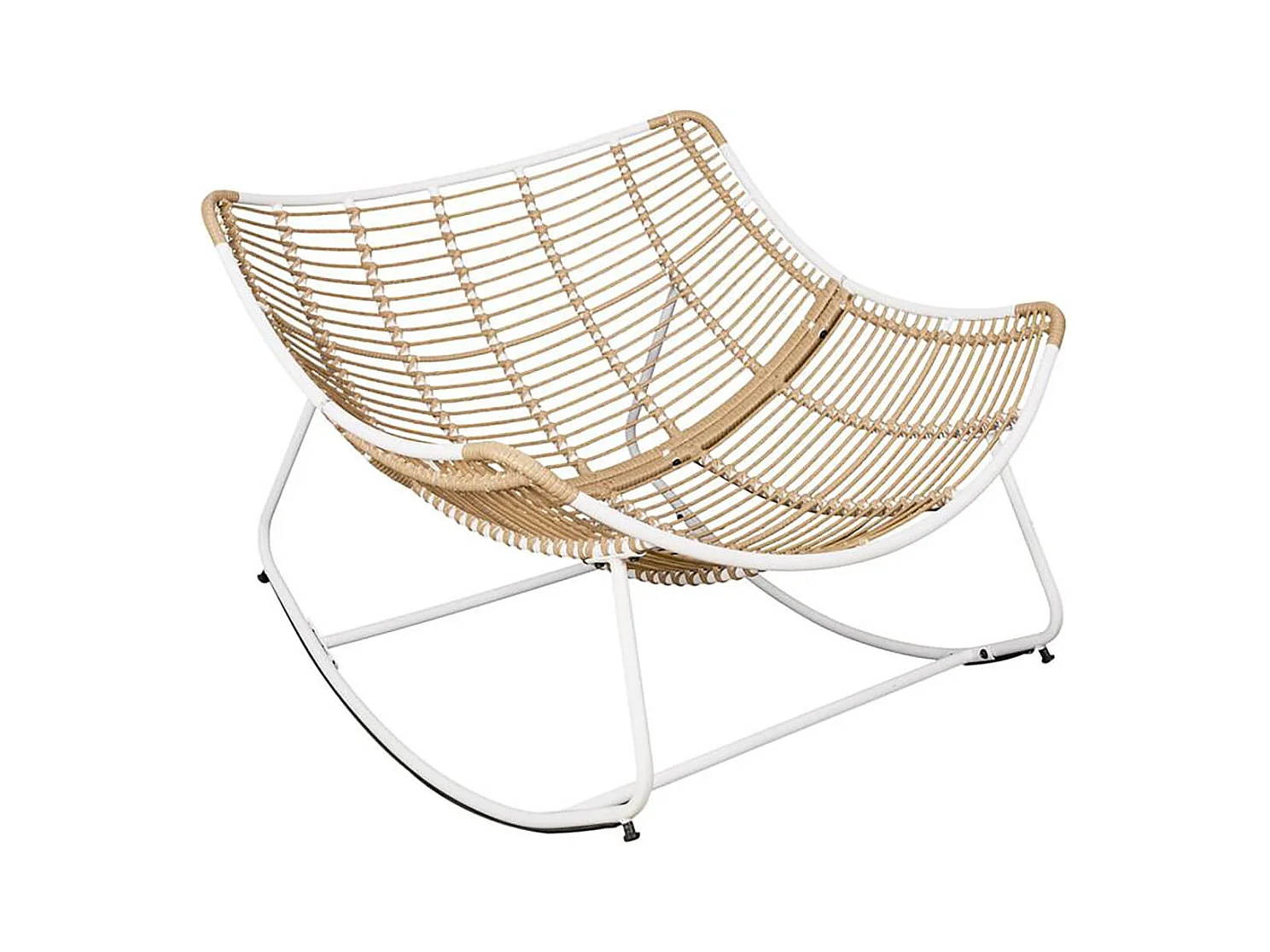 MERIDA - Fauteuil à Bascule Blanc avec Assise Capitonnée et Bouclettes