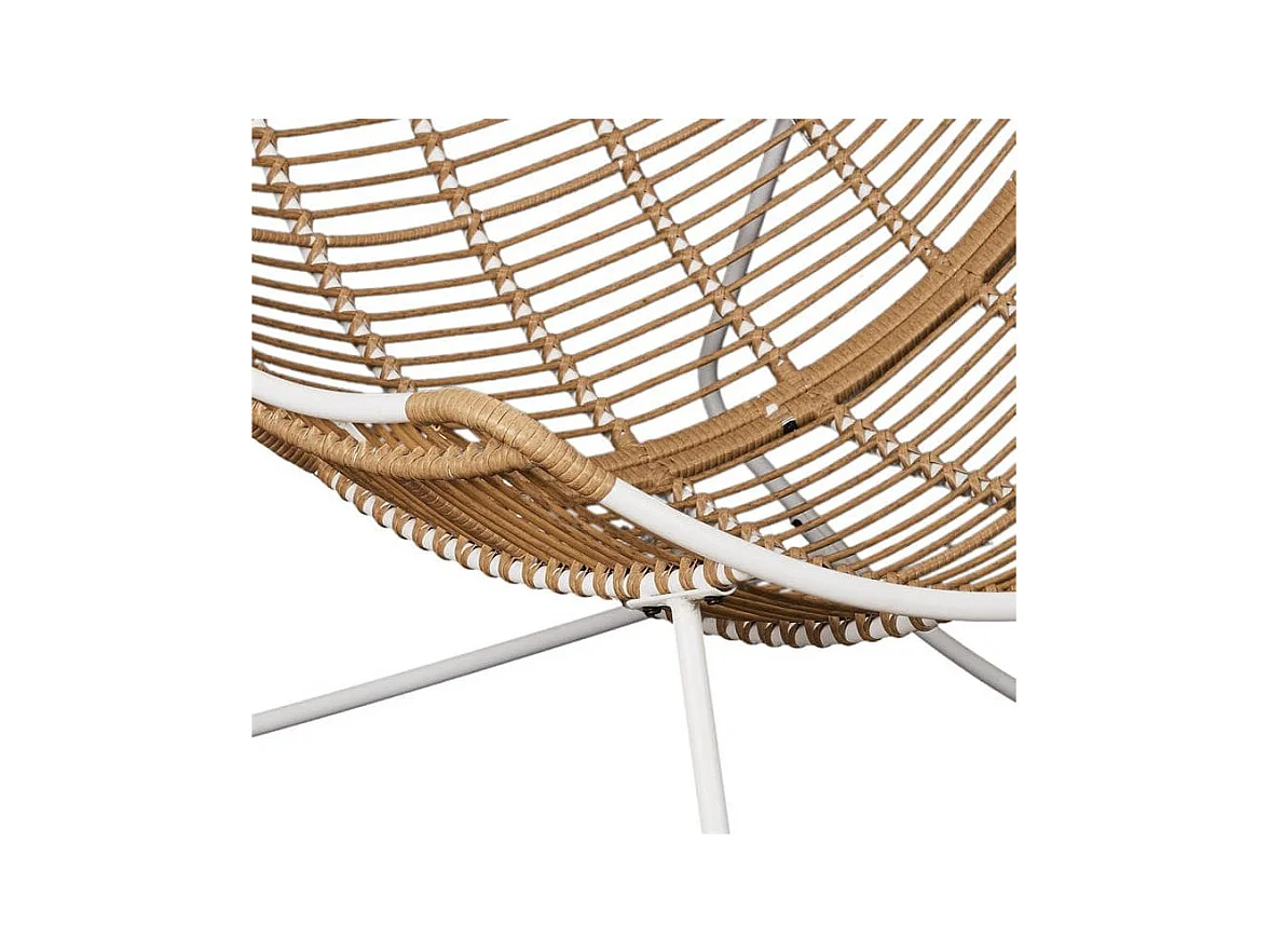 MERIDA - Fauteuil à Bascule Blanc avec Assise Capitonnée et Bouclettes