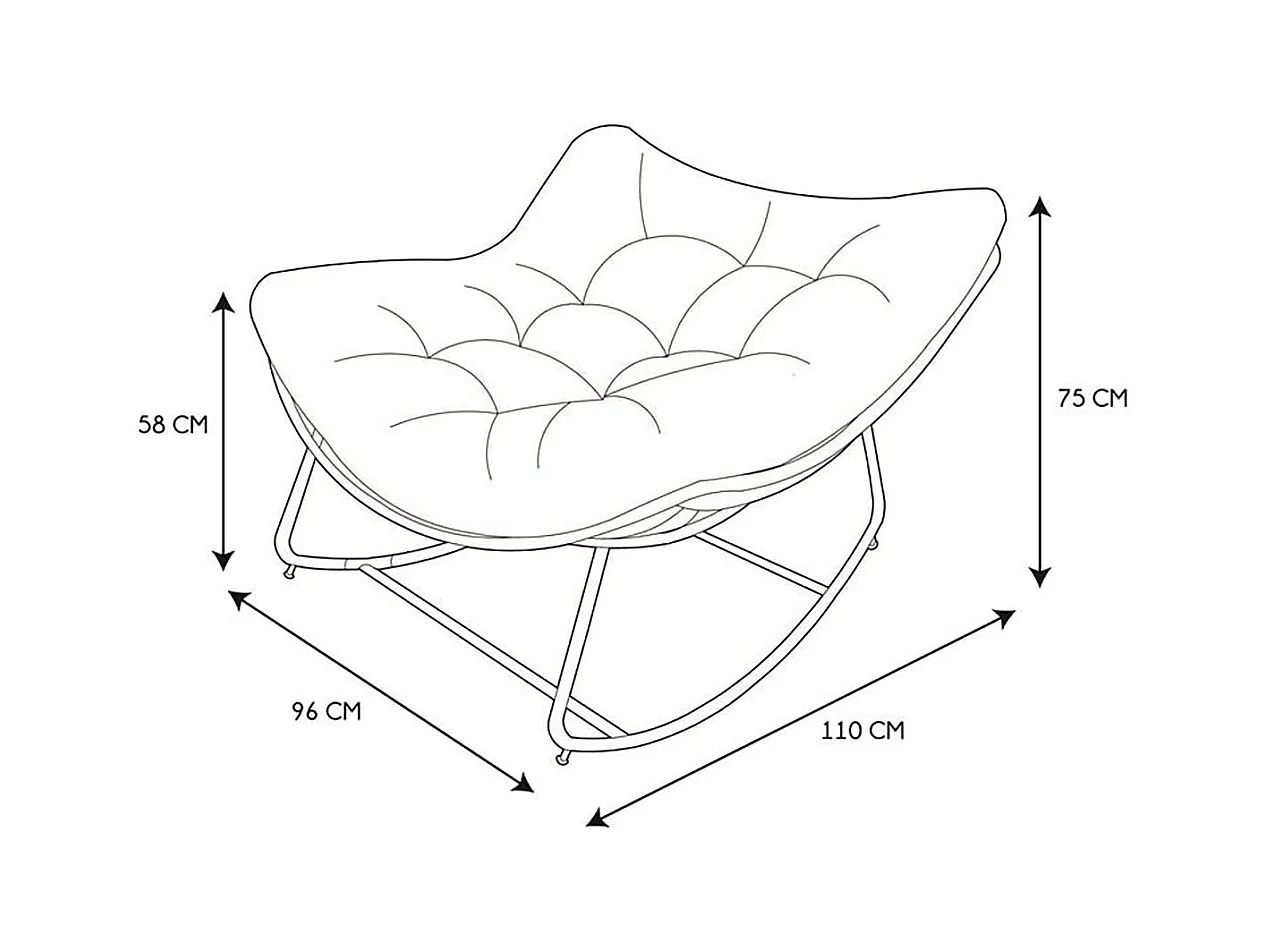 MERIDA - Fauteuil à Bascule Blanc avec Assise Capitonnée et Bouclettes