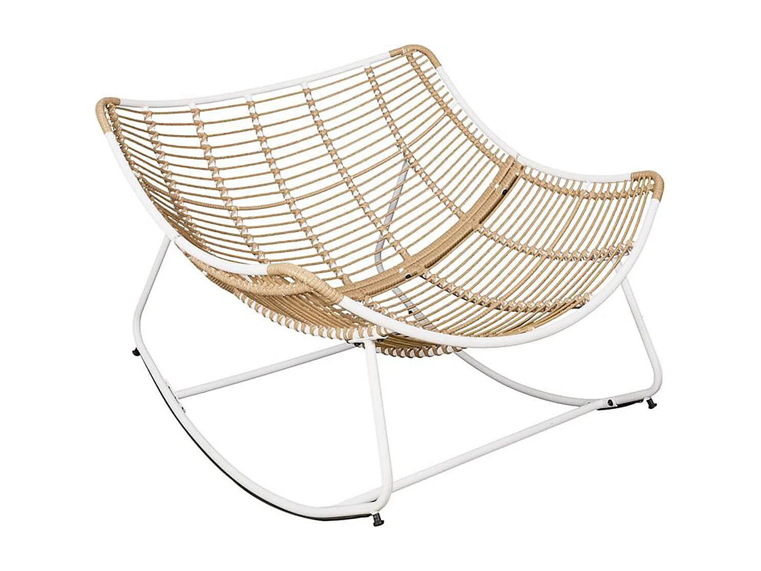 MERIDA - Fauteuil à Bascule Blanc avec Assise Capitonnée et Bouclettes