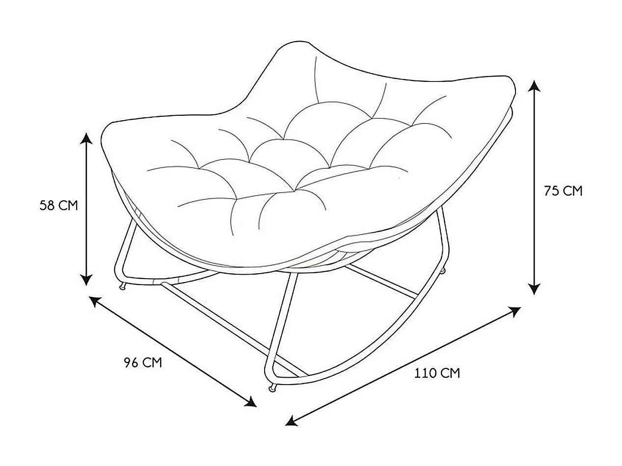 MERIDA - Fauteuil à Bascule Blanc avec Assise Capitonnée et Bouclettes