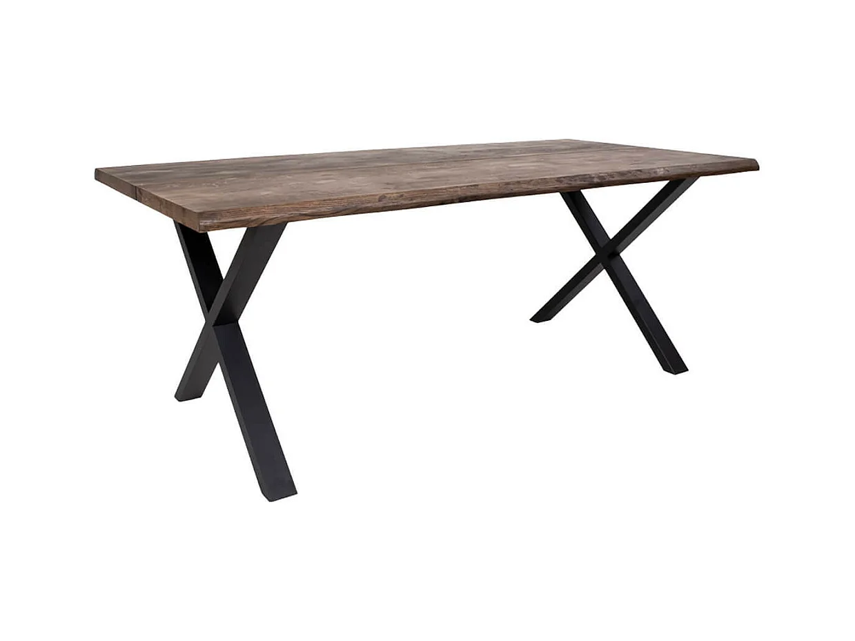 CIOTAT - Table Repas 200cm Plateau Chêne Grisé et Pieds Acier