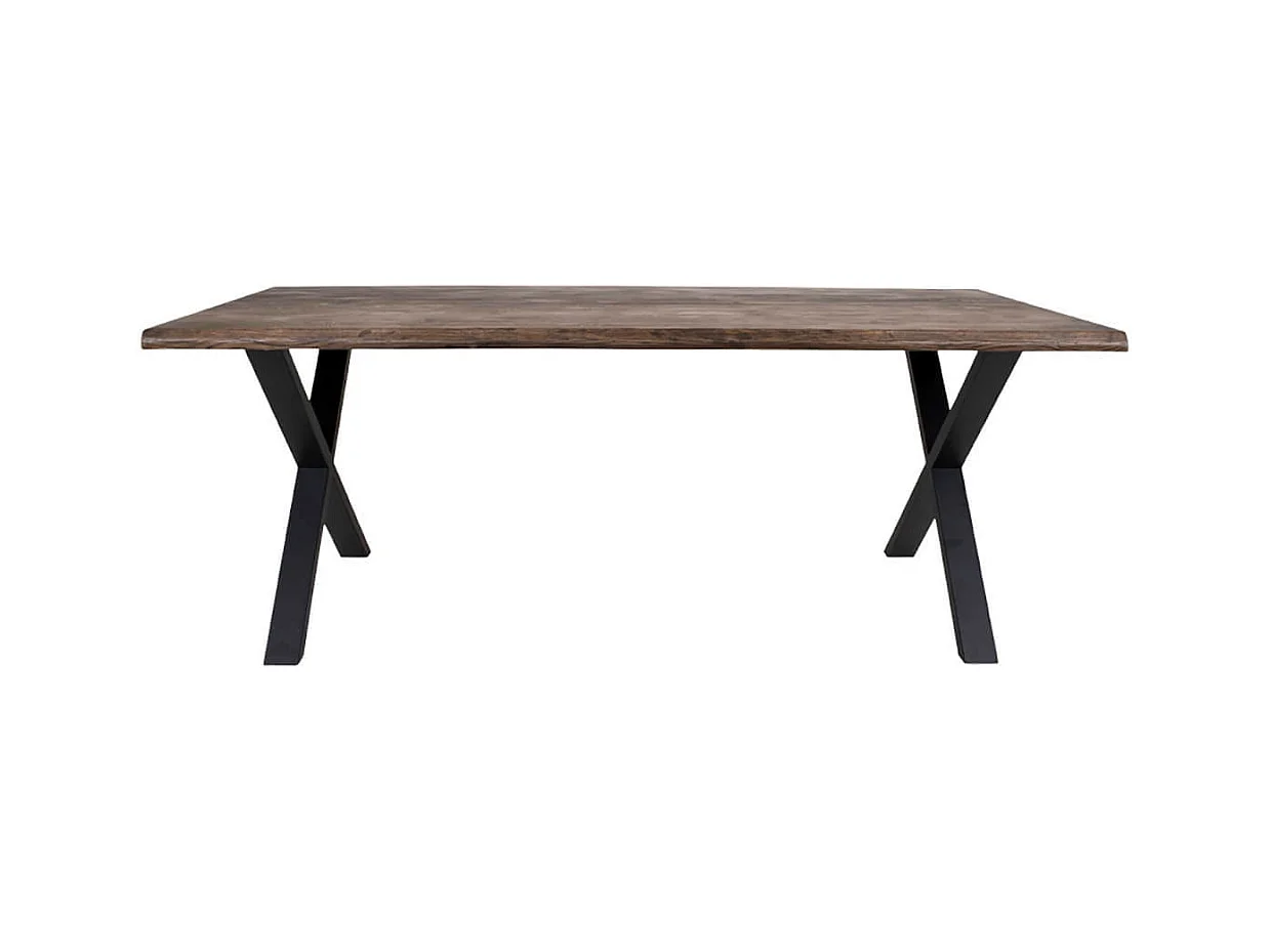 CIOTAT - Table Repas 200cm Plateau Chêne Grisé et Pieds Acier