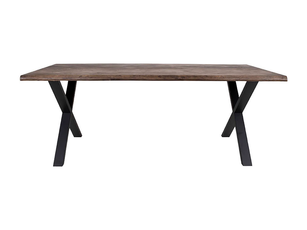 CIOTAT - Table Repas 200cm Plateau Chêne Grisé et Pieds Acier