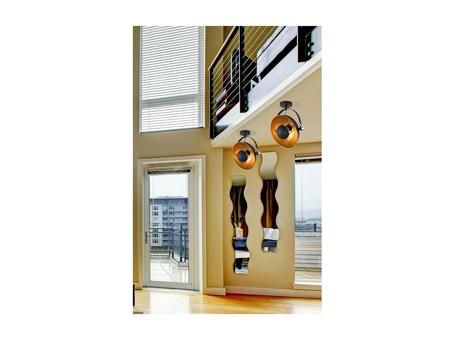 SPENCER - Plafonnier en Métal Noir et Doré