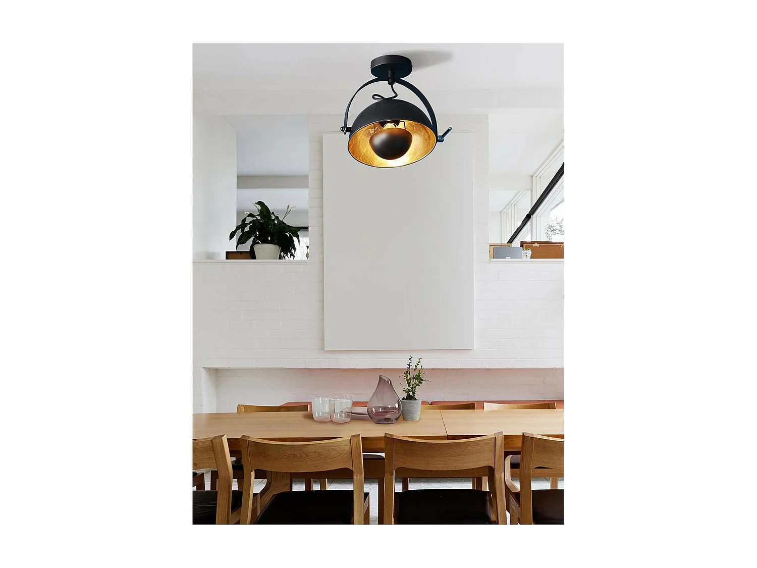 SPENCER - Plafonnier en Métal Noir et Doré