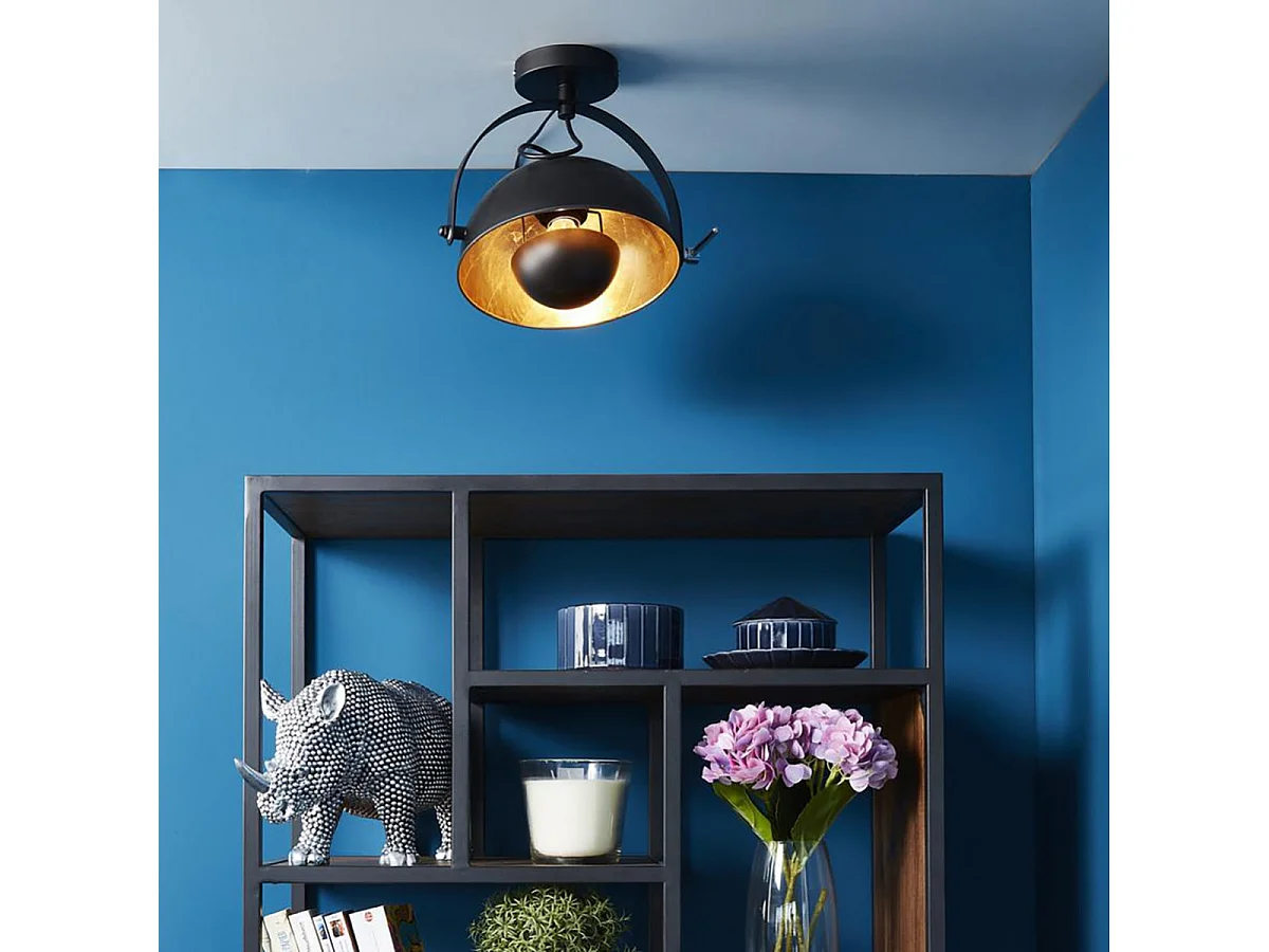 SPENCER - Plafonnier en Métal Noir et Doré