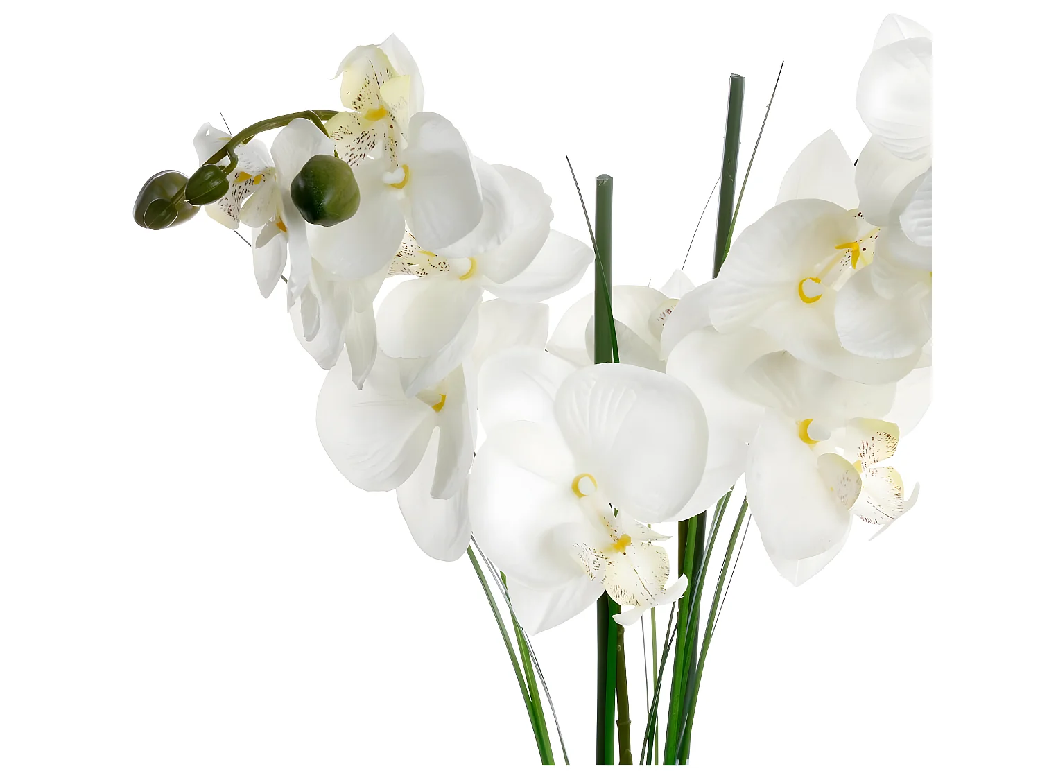 Plante artificielle Orchidée dans un pot en céramique noire H 53 cm