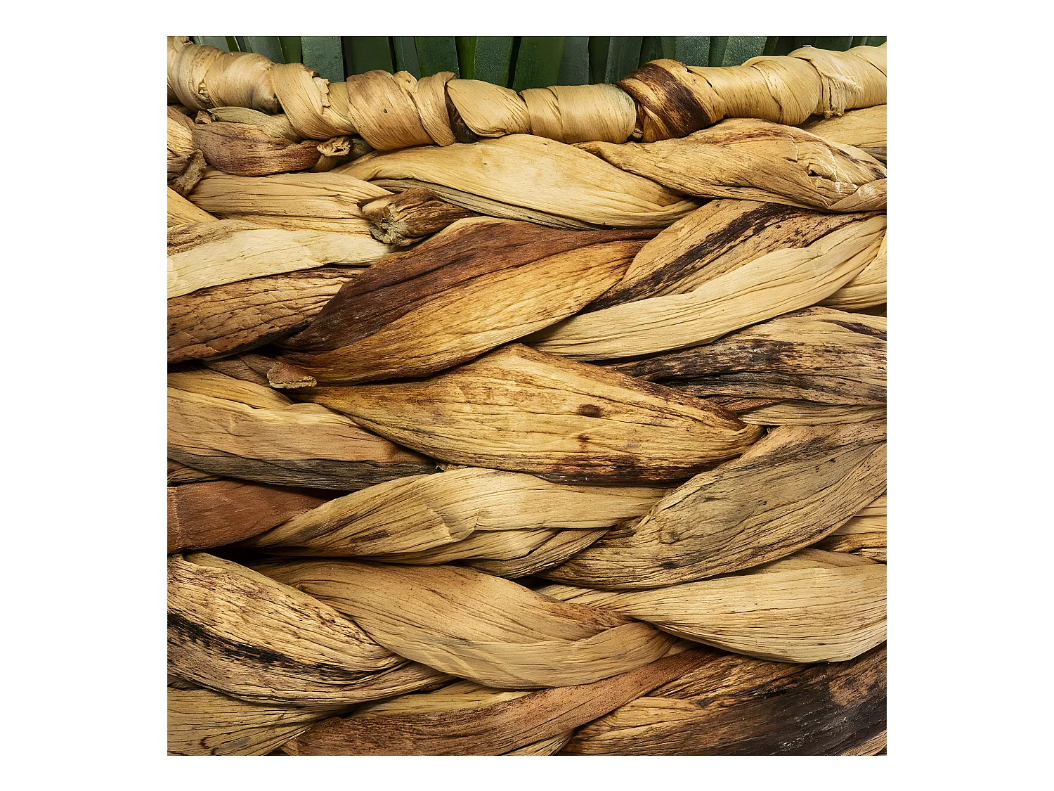 Plante artificielle Herbe dans un Pot tressé en jacinthe d'eau beige naturel H 48 cm