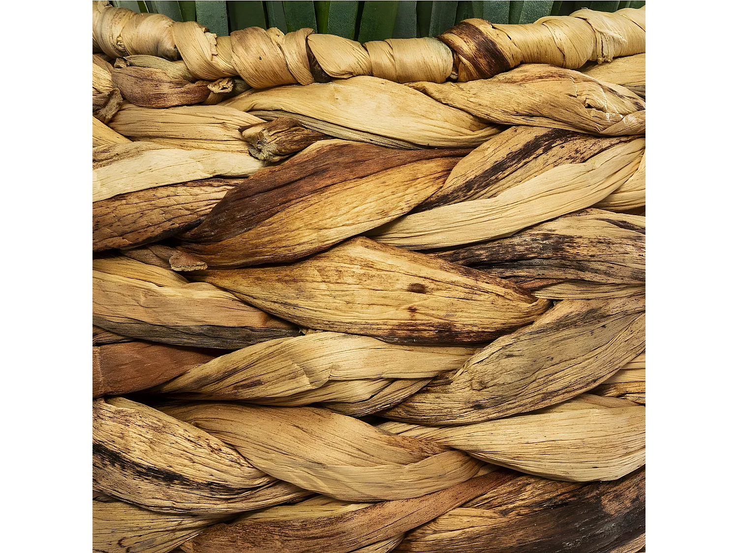 Plante artificielle Herbe dans un Pot tressé en jacinthe d'eau beige naturel H 48 cm