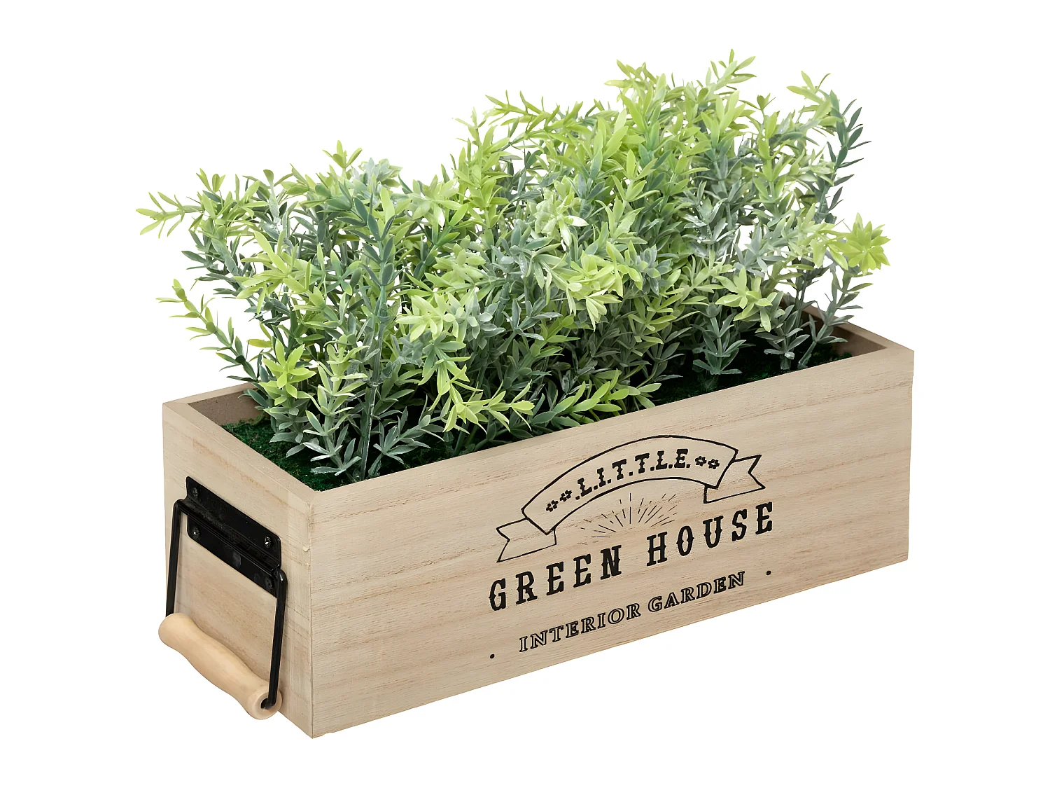 Plante verte artificielle Jardinière en Bois L 35 cm