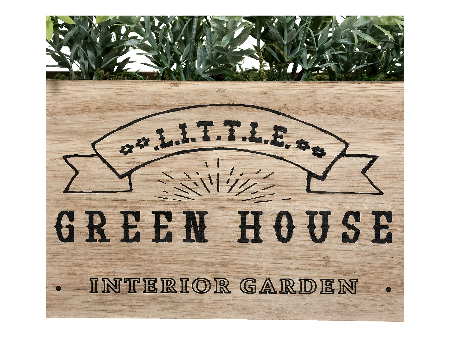 Plante verte artificielle Jardinière en Bois L 35 cm