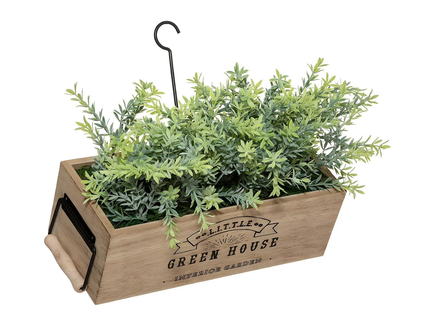 Plante verte artificielle Jardinière en Bois L 35 cm