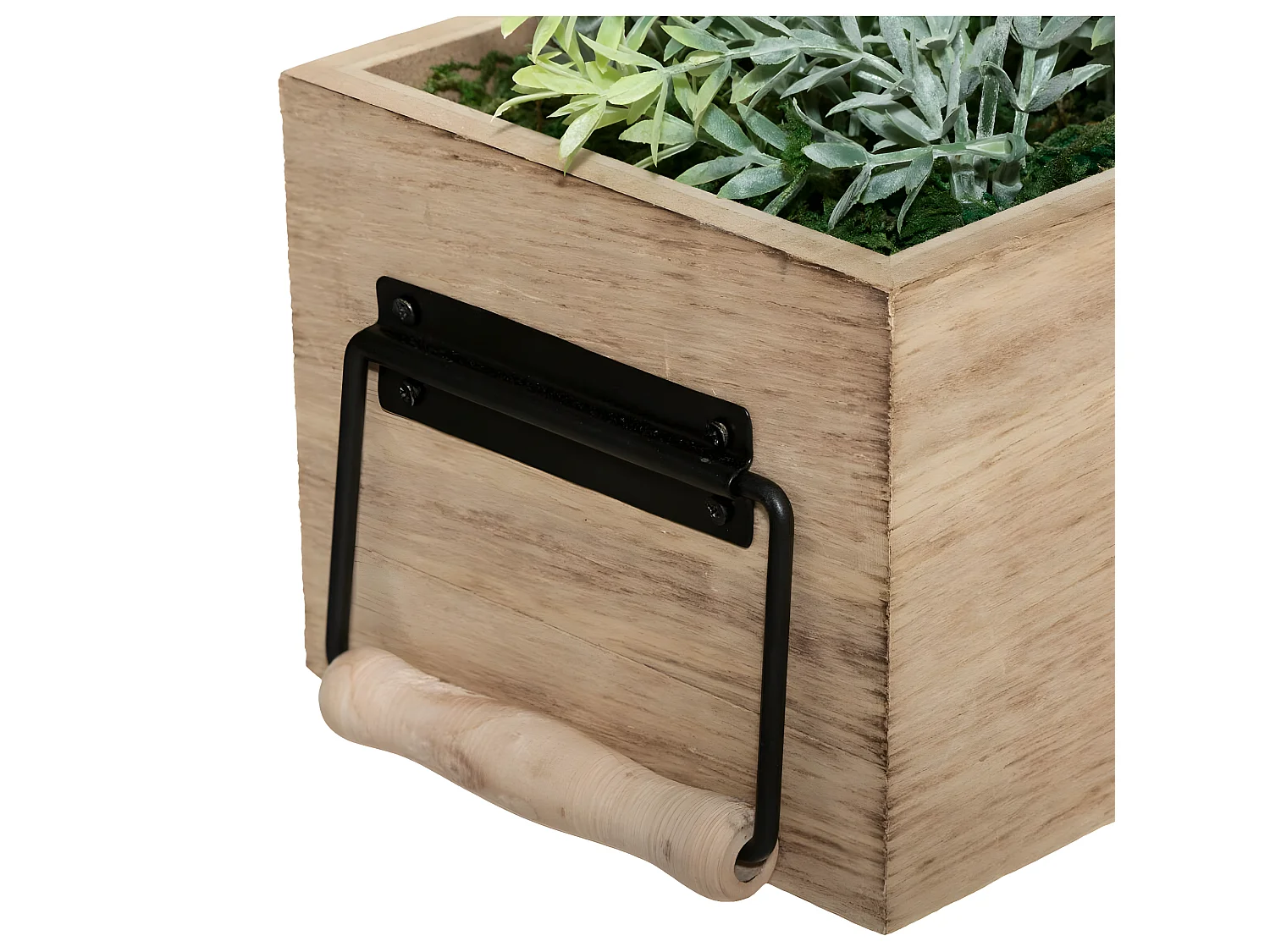 Plante verte artificielle Jardinière en Bois L 35 cm