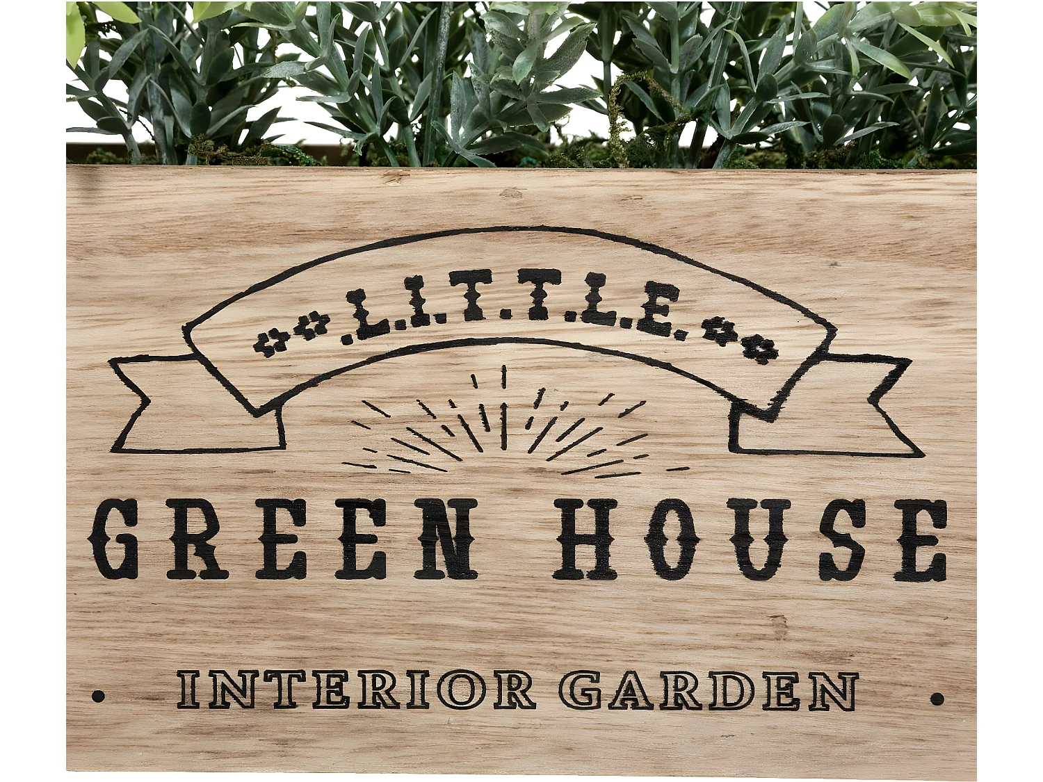 Plante verte artificielle Jardinière en Bois L 35 cm