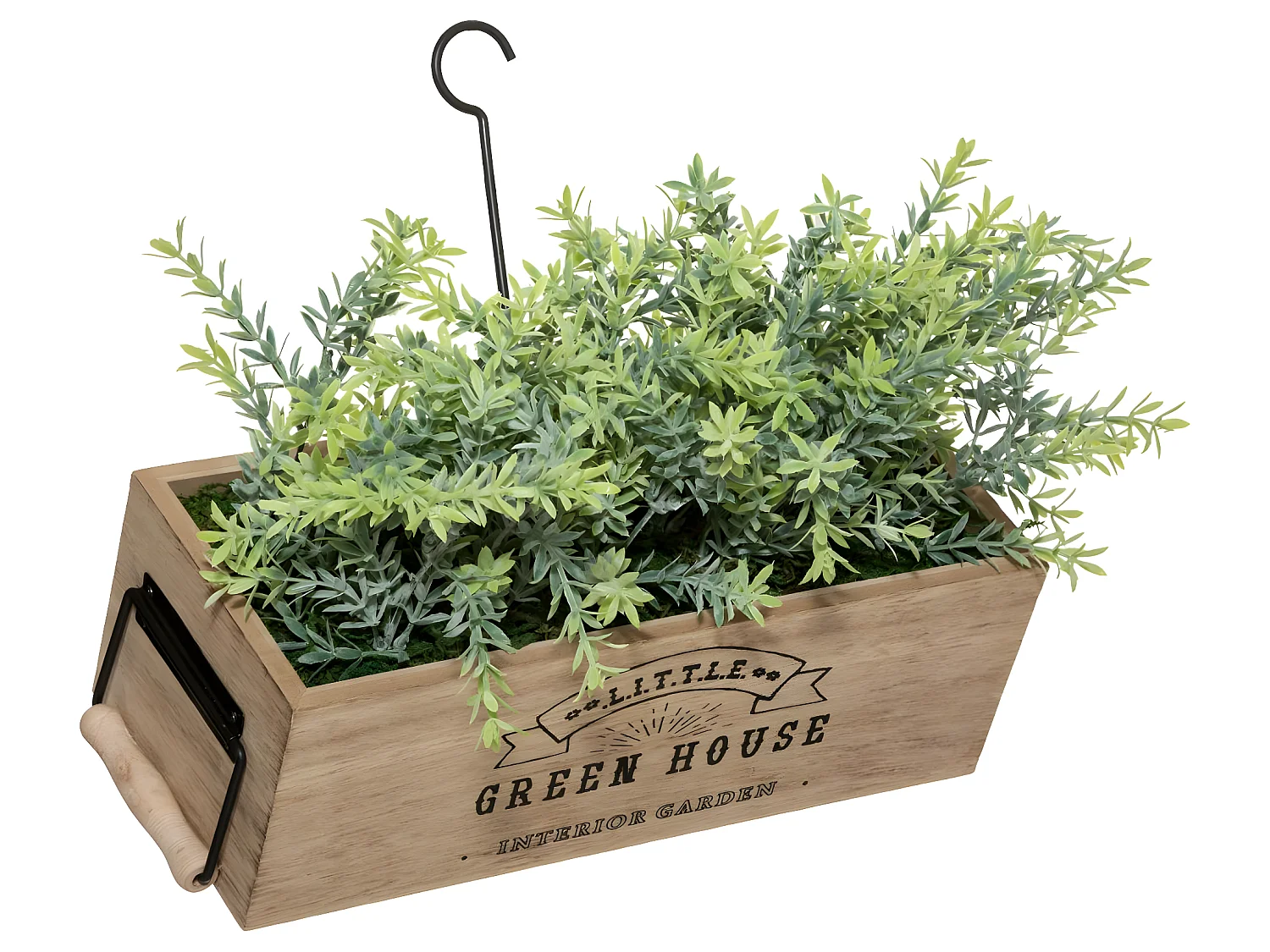 Plante verte artificielle Jardinière en Bois L 35 cm