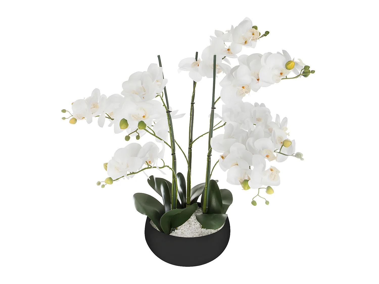 Plante artificielle Orchidée dans Pot en céramique noire H 62 cm