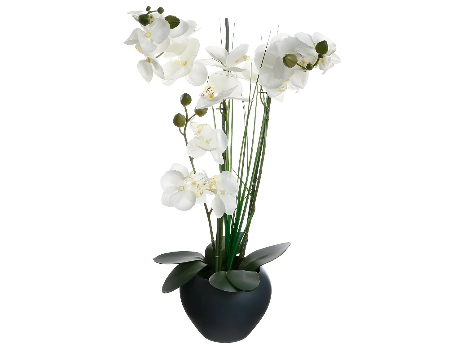 Plante artificielle Orchidée dans un pot en céramique grise H 53 cm