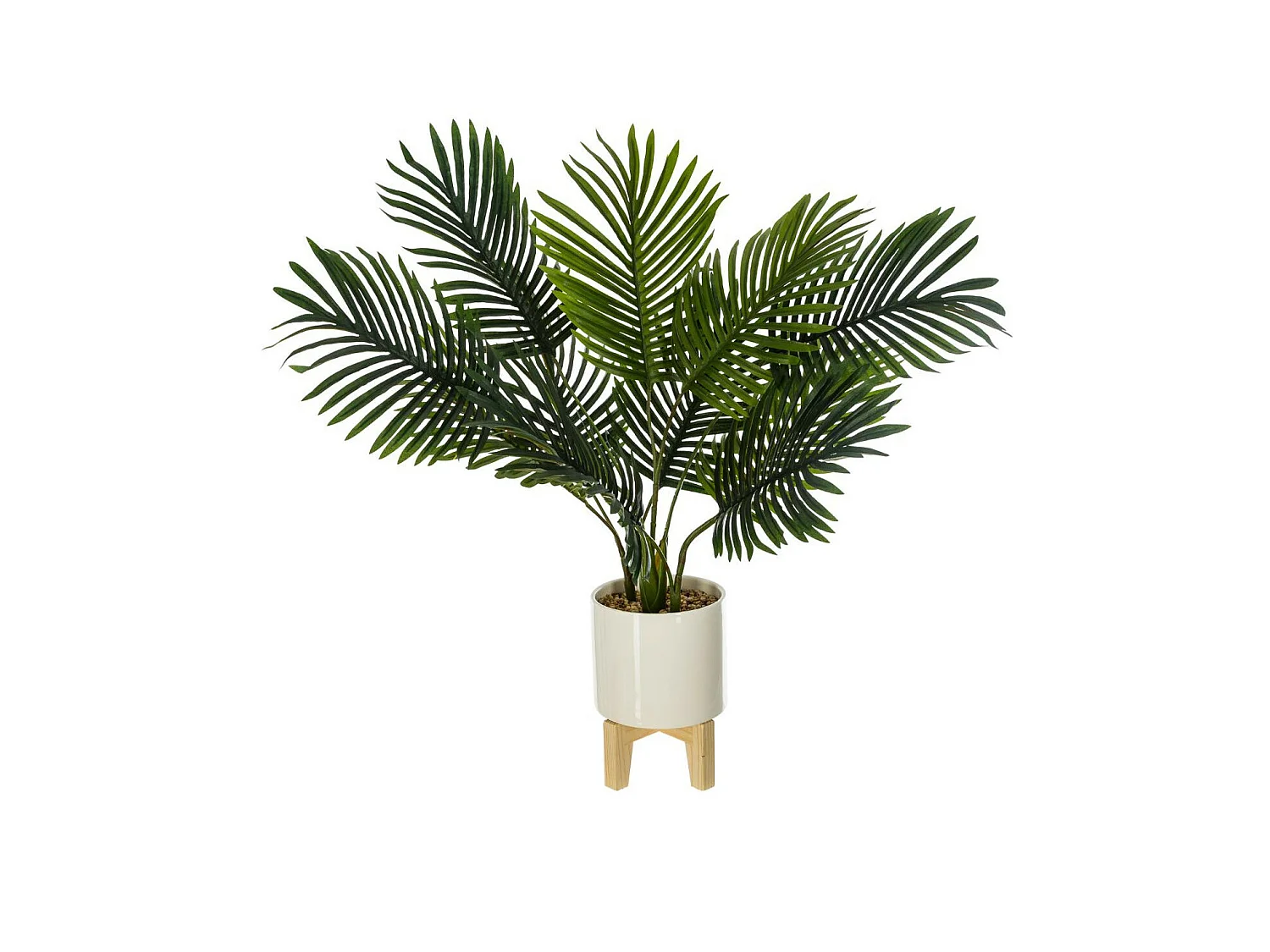 Plante artificielle Palmier dans un pot en céramique pied en bois H 72 cm