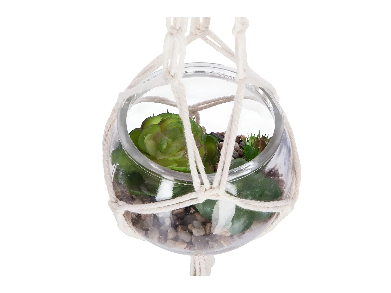 Plante artificielle à suspendre vase en verre D 10 cm