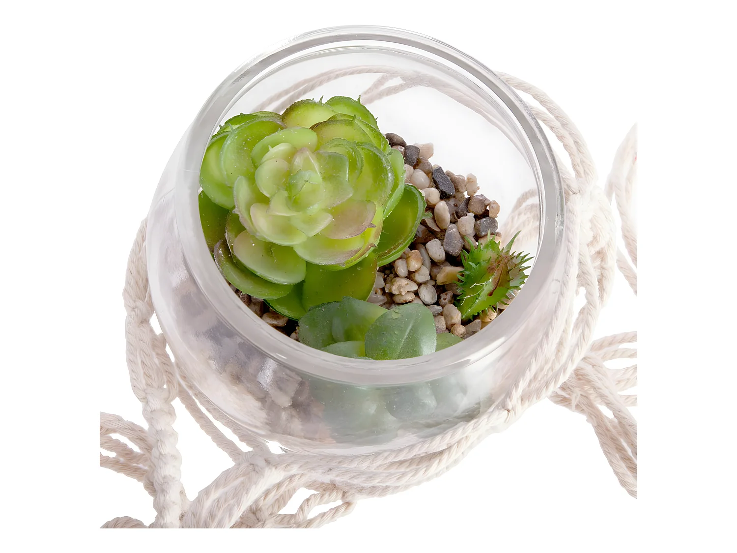 Plante artificielle à suspendre vase en verre D 10 cm