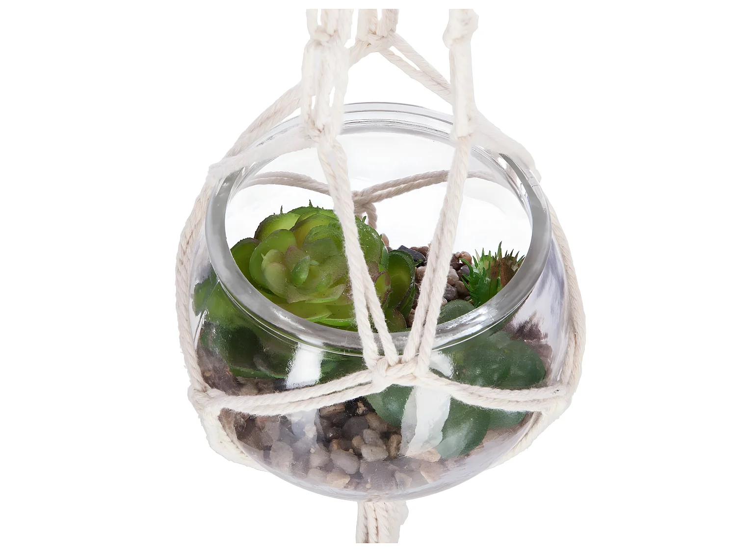 Plante artificielle à suspendre vase en verre D 10 cm