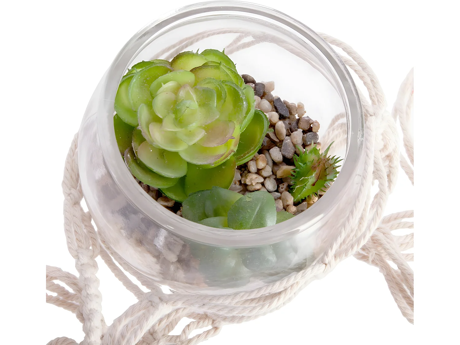 Plante artificielle à suspendre vase en verre D 10 cm