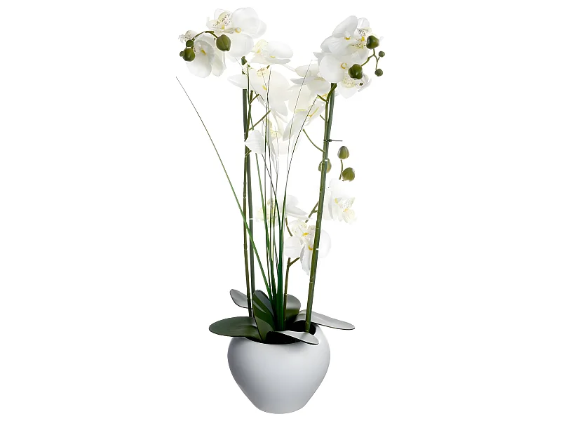 Plante artificielle Orchidée dans un pot en céramique blanche  H 53 cm