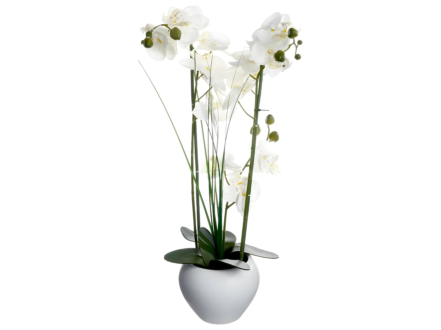 Plante artificielle Orchidée dans un pot en céramique blanche  H 53 cm