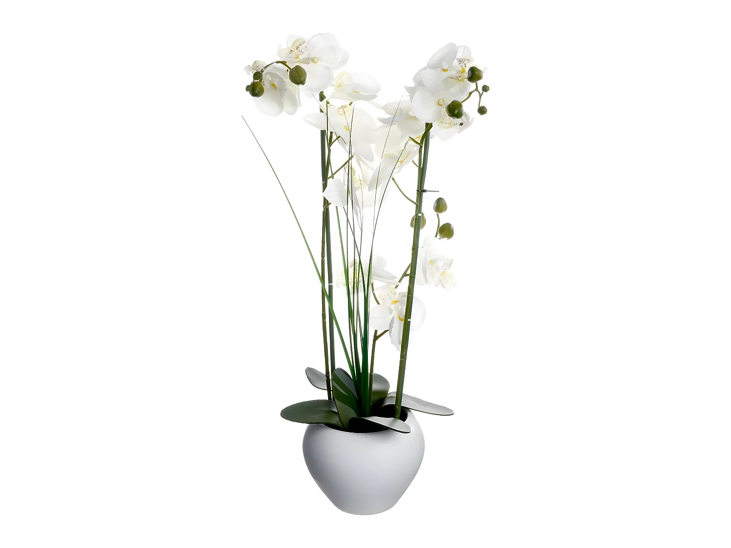 Plante artificielle Orchidée dans un pot en céramique blanche  H 53 cm
