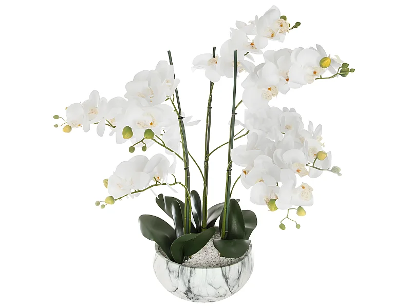 Plante artificielle Orchidée en pot marbré H 62 cm