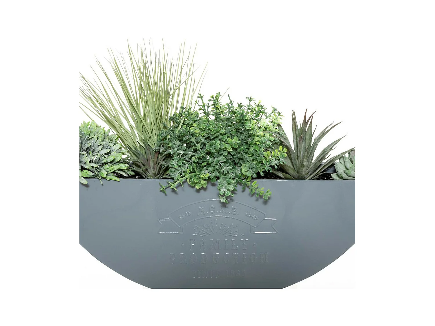 Plantes vertes artificielles dans Suspension en Métal Gris