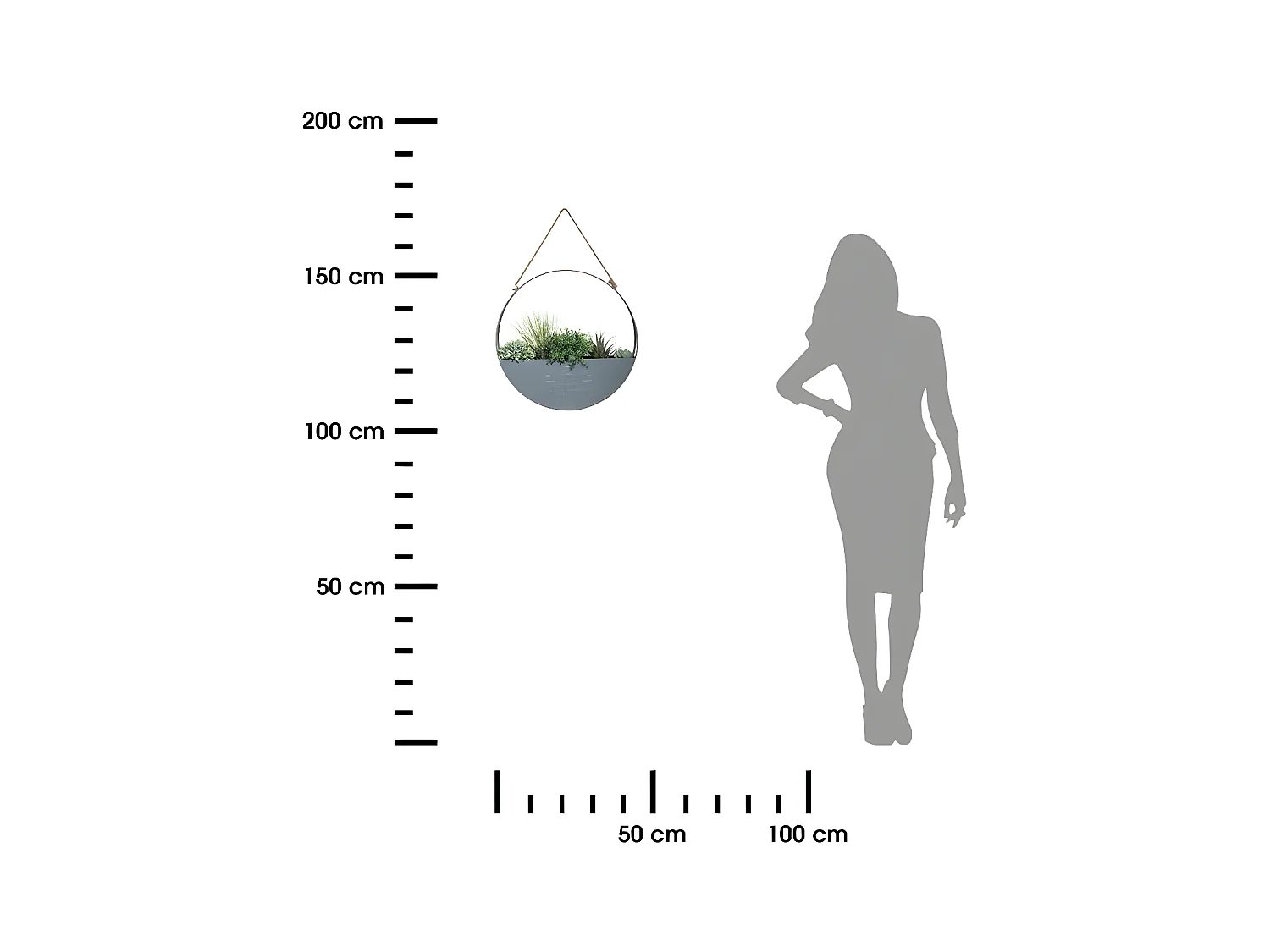 Plantes vertes artificielles dans Suspension en Métal Gris
