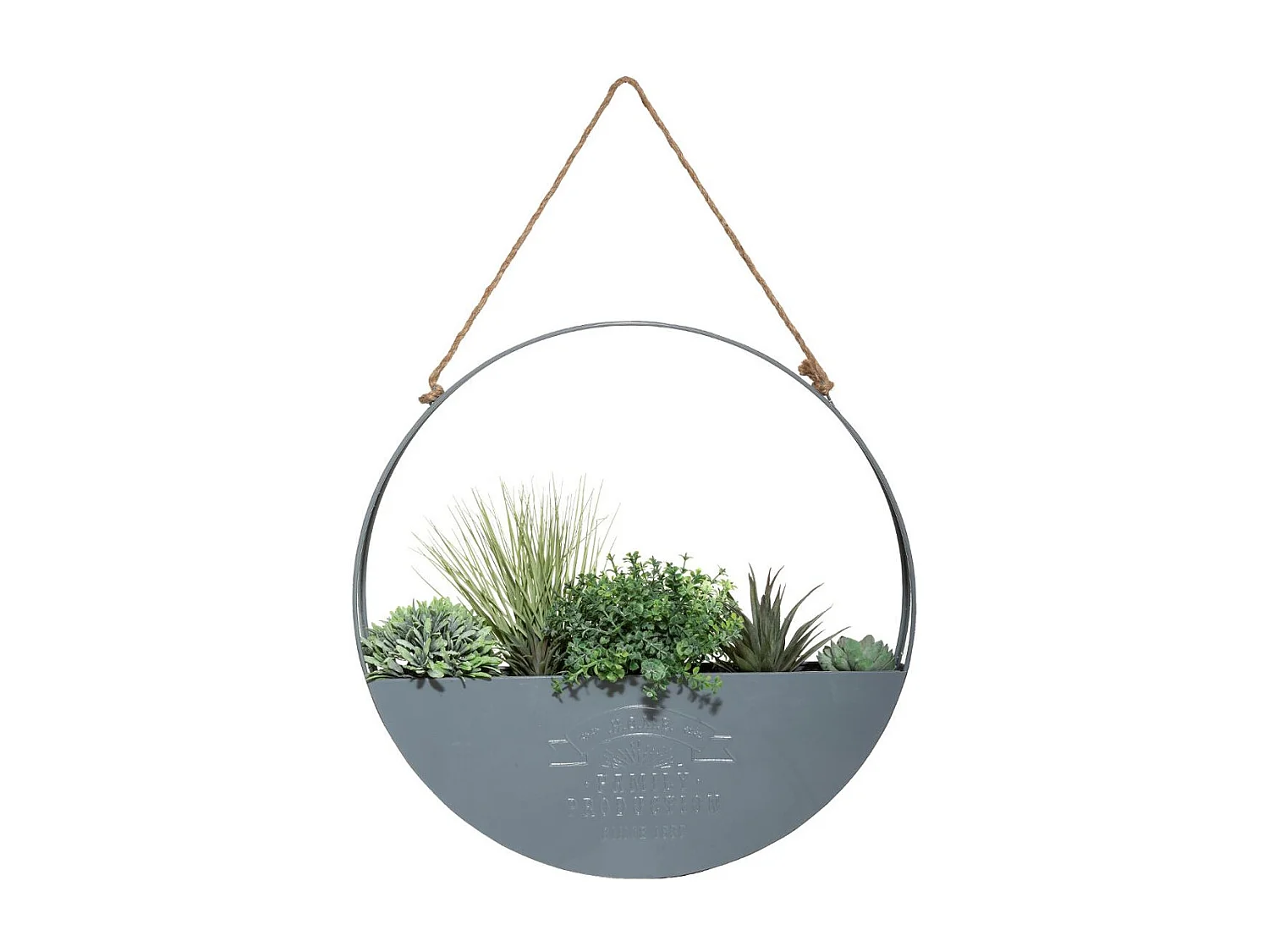 Plantes vertes artificielles dans Suspension en Métal Gris