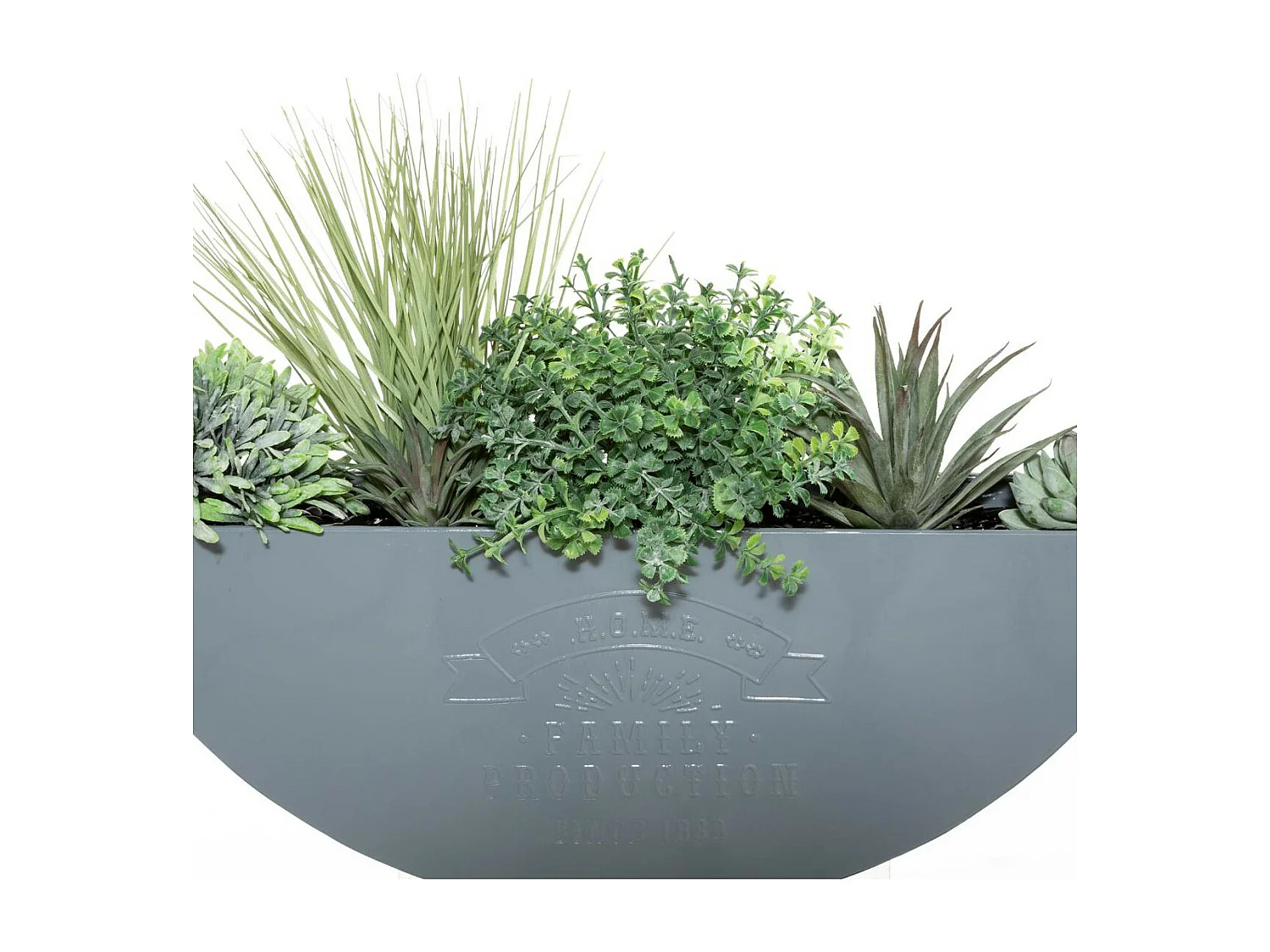 Plantes vertes artificielles dans Suspension en Métal Gris