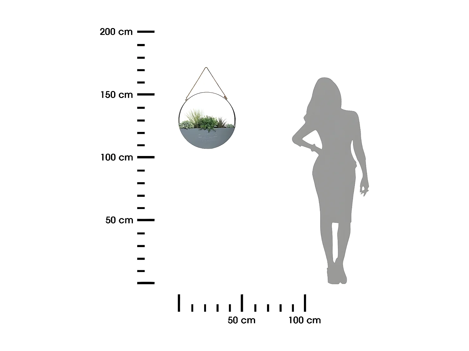 Plantes vertes artificielles dans Suspension en Métal Gris