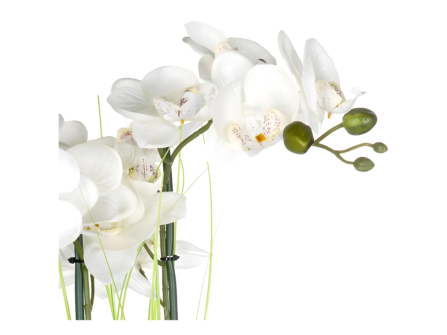 Plante artificielle Orchidée dans un pot en céramique argent H 53 cm